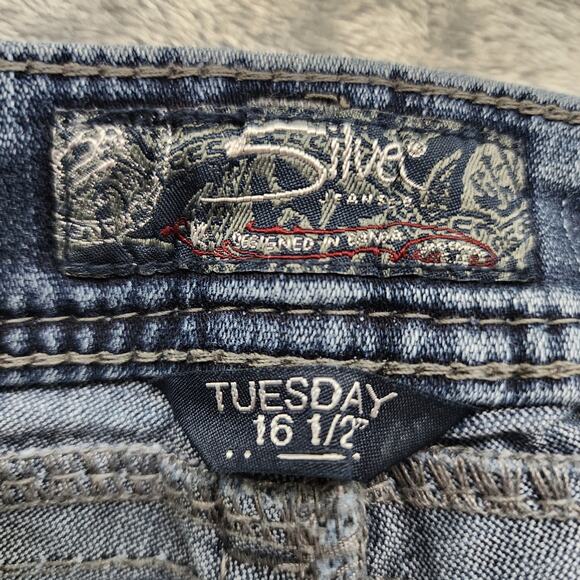 Silver Jeans Womens W25/L33.5* Blue Tuesday 16 1/2" Low Rise Bootcut Stretch - Picture 10 of 16